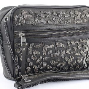 Ash Black Studded Wristlet with Chain